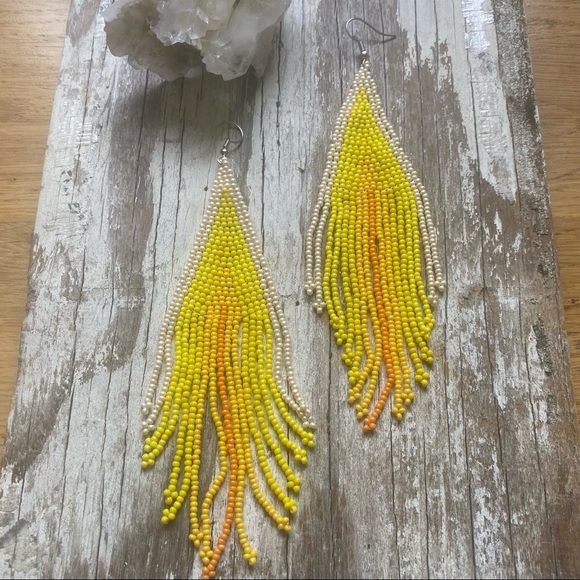 ☀️Free people yellow beaded boho earrings☀️ - Picture 2 of 5